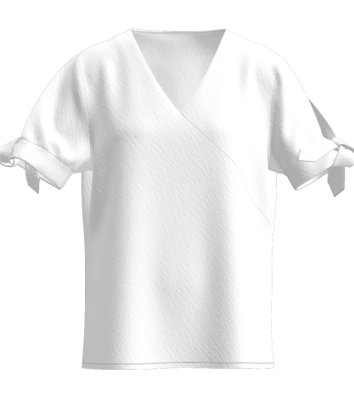 女真丝绒V领袖口蝴蝶结上衣LTW20482 - 真丝绒-160g/S