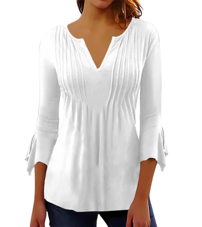 女数码印仿棉前中10个塔克V领-LTW20353 - 仿棉-180g/S