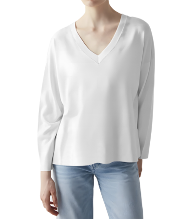 长袖V领T恤-LTW20063 - 仿棉-180g/S