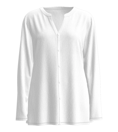 女仿棉前中V领开门襟长袖上衣-LTW20557 - 仿棉-180g/S