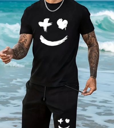 男士短袖双侧裤袋短裤套装-P0054 - 鸟眼布-110g/S