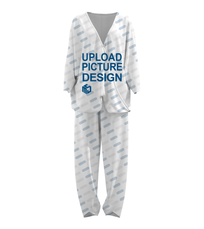 女士V领七分袖双侧袋束脚裤套装-YLZ001 - 竹节麻-120g/S