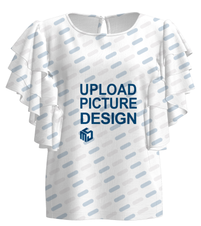 女士圆领荷叶袖短袖T恤-XJB8453 - 弹力洗水绉-140g/S