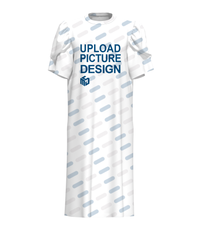 女士圆领泡泡袖短袖连衣裙-XJP4697 - 仿棉-180g/S