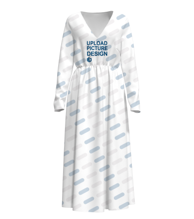 女士长袖V领长连衣裙-LTWJ20215 - 竹节麻-120g/XS