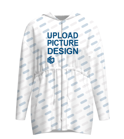 女士开衫拉链腰带腰带抽绳有口袋连帽大码外套-P100091 - 复合面料-373g/0XL