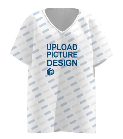 女士数码印V领短袖上衣-A0035X - 仿棉-200g/S