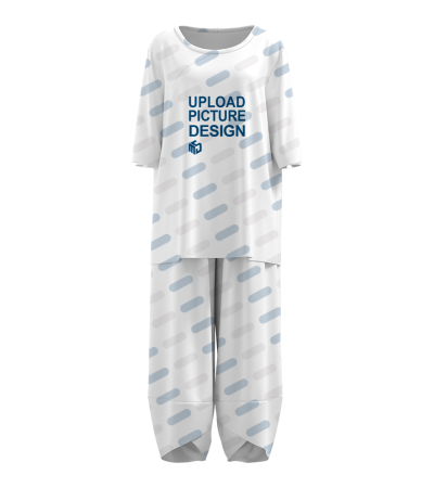 女士不规则上衣脚口圆领短袖长裤套装-S9530987X - 竹节麻-120g/S