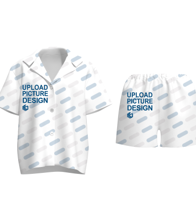 女士门襟左右裤袋短袖短裤衬衫套装-R0132X - 四面弹-120g/S