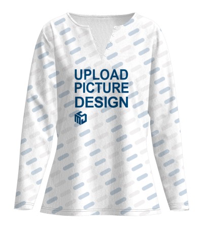 女数码印仿棉V领带三粒纽扣长袖T恤LTW20507X - 仿棉-180g/S