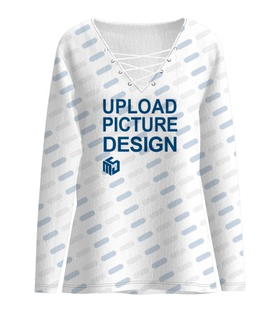 女数码仿棉V领抽绳长袖T恤LTW20216X - 仿棉-180g/S