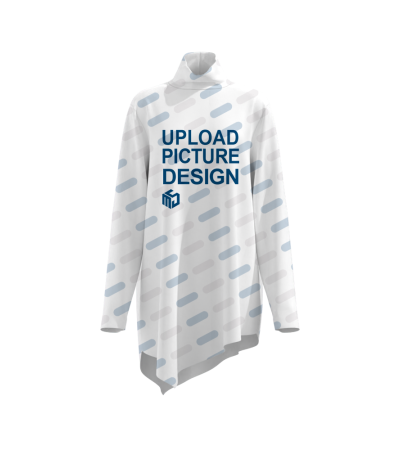 女不对称高领长袖T恤-LTW20320X - 仿棉-200g/S