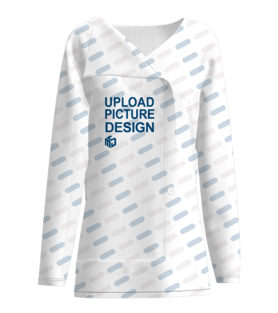 女士罗纹不对称V领长袖T恤-LTW20556X - 螺纹坑条-210g/S