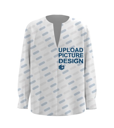 男四面弹暗门襟无领长袖衬衫-LTM100644X - 四面弹-120g/S