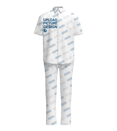 男士左右双袋翻领短袖衬衫长裤套装-R0152X - 四面弹-120g/XS