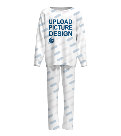 男士圆领带袖口无脚口插肩长袖套装-WRL045 - 仿棉-180g/S