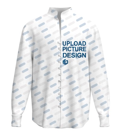 男竹节麻门襟扣袢立领长袖衬衫XZ100492X - 竹节麻-120g/S