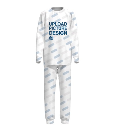 圆领儿童长款正肩袖有袖口有脚口有袋套装家居服-A0116X - 仿棉-180g/2Y