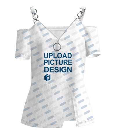 女仿棉拉架露肩V领装拉链吊带T恤LTW20468 - 仿棉-180g/S