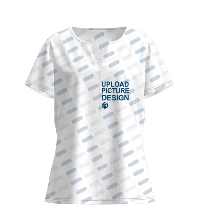 女数码印花仿棉V领带纽扣短袖T恤LTW20497 - 仿棉-180g/S