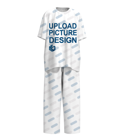 女士V领短袖长裤套装A0100 - 仿棉-200g/S