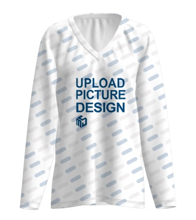 女罗纹长袖V领T恤LTW20539 - 螺纹坑条-210g/S