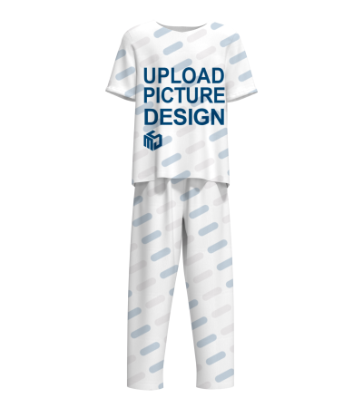 男士V领短袖长裤套装A0099 - 仿棉-180g/M