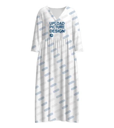 女士V领连衣裙有口袋七分袖-LTWJ20214 - 竹节麻-120g/S