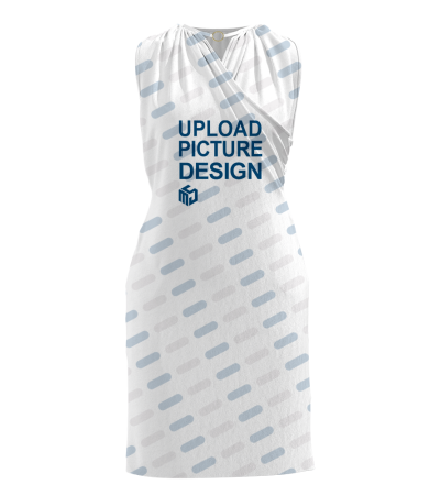 女士v领无袖褶皱两侧口袋连衣裙-LTWJ20109 - 仿棉-200g/S