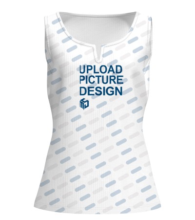 螺纹坑条-女印花无袖仿棉V领背心LTW20344 - 螺纹坑条-140g/S