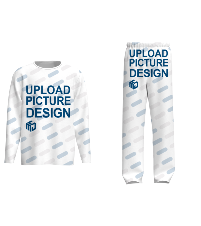 长袖圆领睡衣无袋无脚口无袖口-PA0023 - 仿棉-200g/S