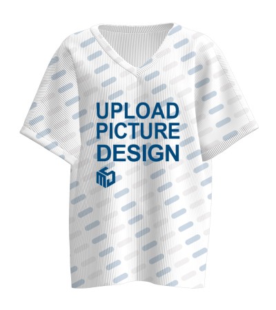 女士数码印V领坑条短袖-OFX001 - 螺纹坑条-210g/S