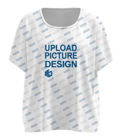 女士数码印宽松短款上衣圆领蝙蝠短袖-OFX012 - 双线格-120g/S