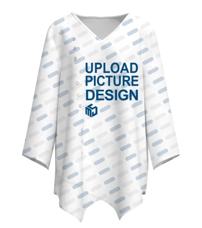 女数码印V领不规则下摆衬衫LTW20140 - 竹节麻-120g/S