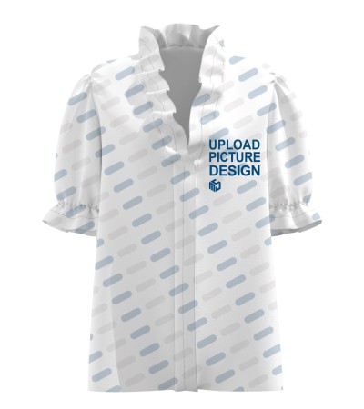 女士拼接荷叶短袖上衣-XJB7152 - 四面弹-120g/S