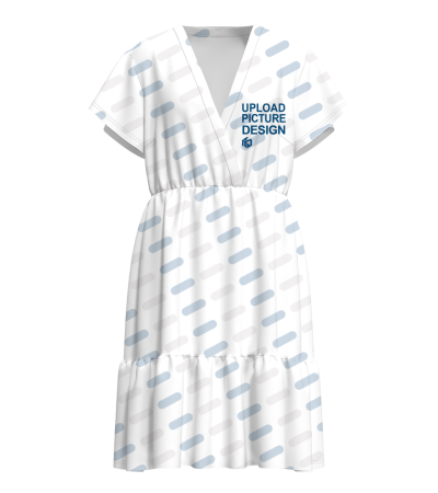 女士短袖V领连衣裙-DM003 - 直贡呢-170g/0XL