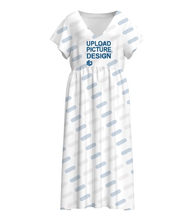 女款V领短袖宽松连衣裙-DM012 - 雪纺-60g/XL