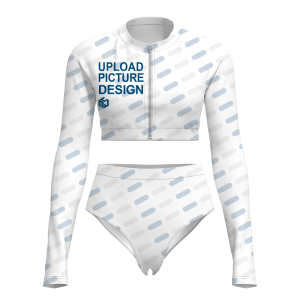 长袖插肩袖分体无胸垫泳衣-FX006 - 超细涤-200g/XS