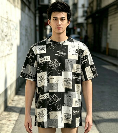 欧美码-男士圆领短袖T恤-R0169X - 仿棉-170g/S