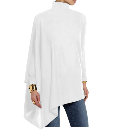 女不对称高领长袖T恤LTW20320 - 仿棉-200g/S