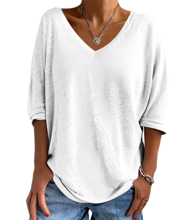 200g仿棉-女数码印仿棉7分袖V领T恤LTW20350 - 仿棉-200g/L