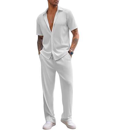 短袖长款衬衫套装R0152 - 四面弹-120g/XS