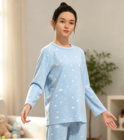 儿童圆领长袖套装（衣服）-A0071XAB-A - 仿棉-200g/2Y