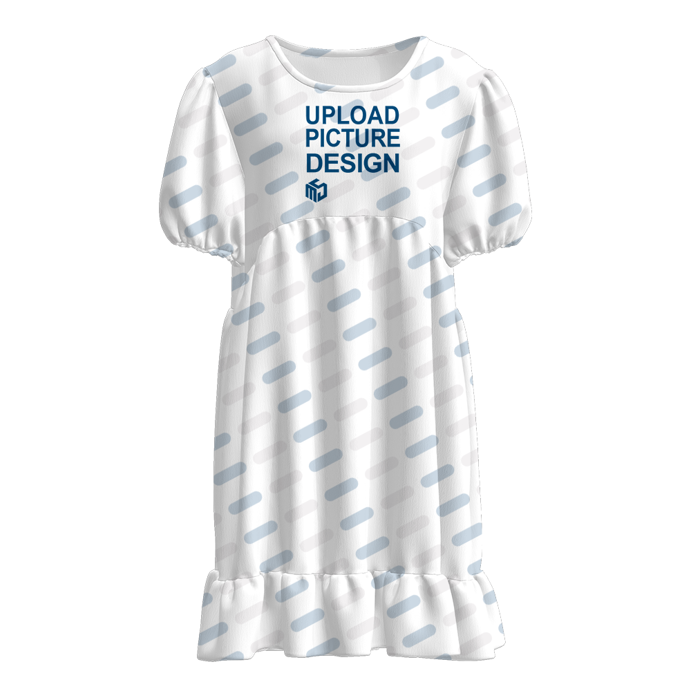 All Over Print Women's Round Neck Ruffle Hem Dress