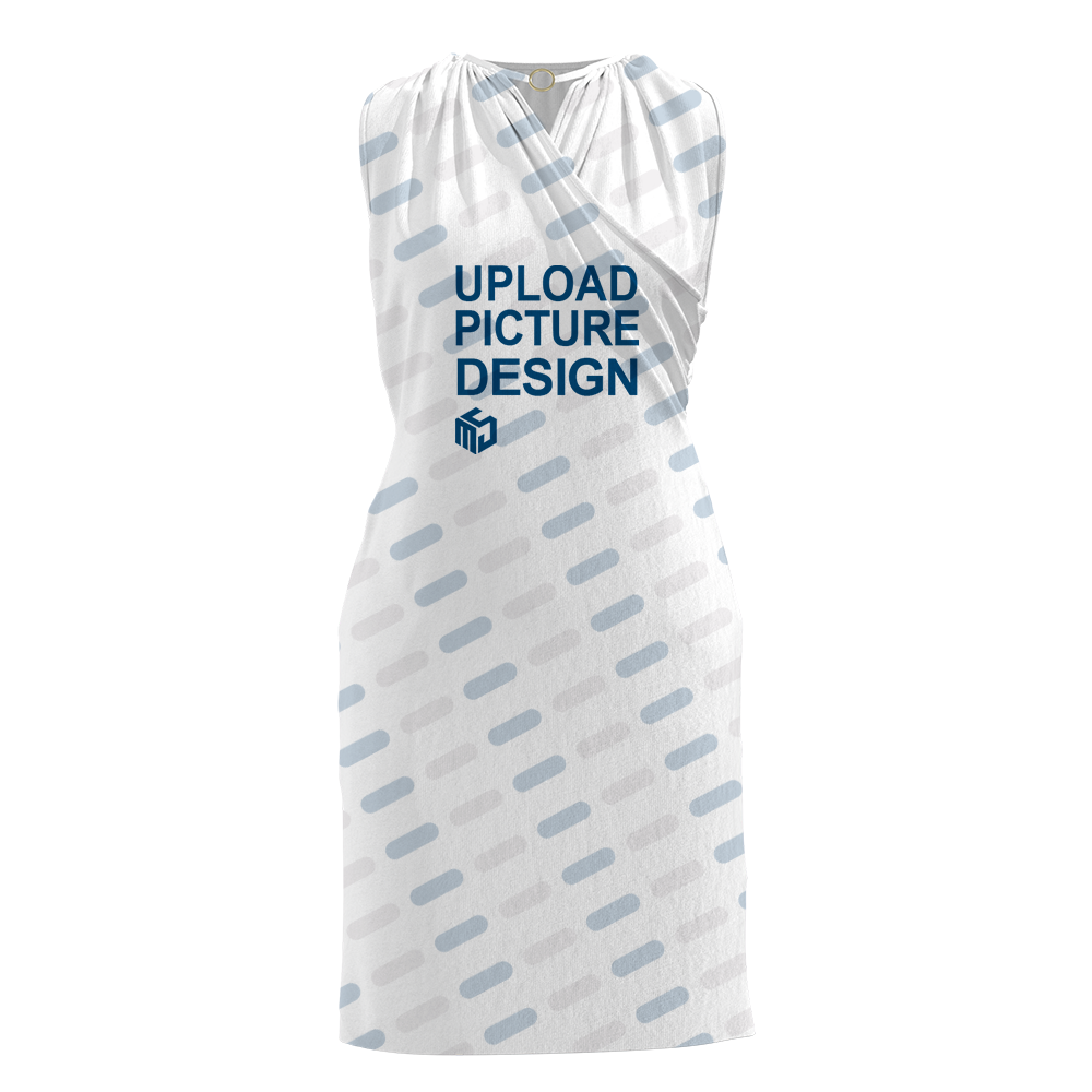 All Over Print Women's V-neck Sleeveless Pleated Pocket Dress