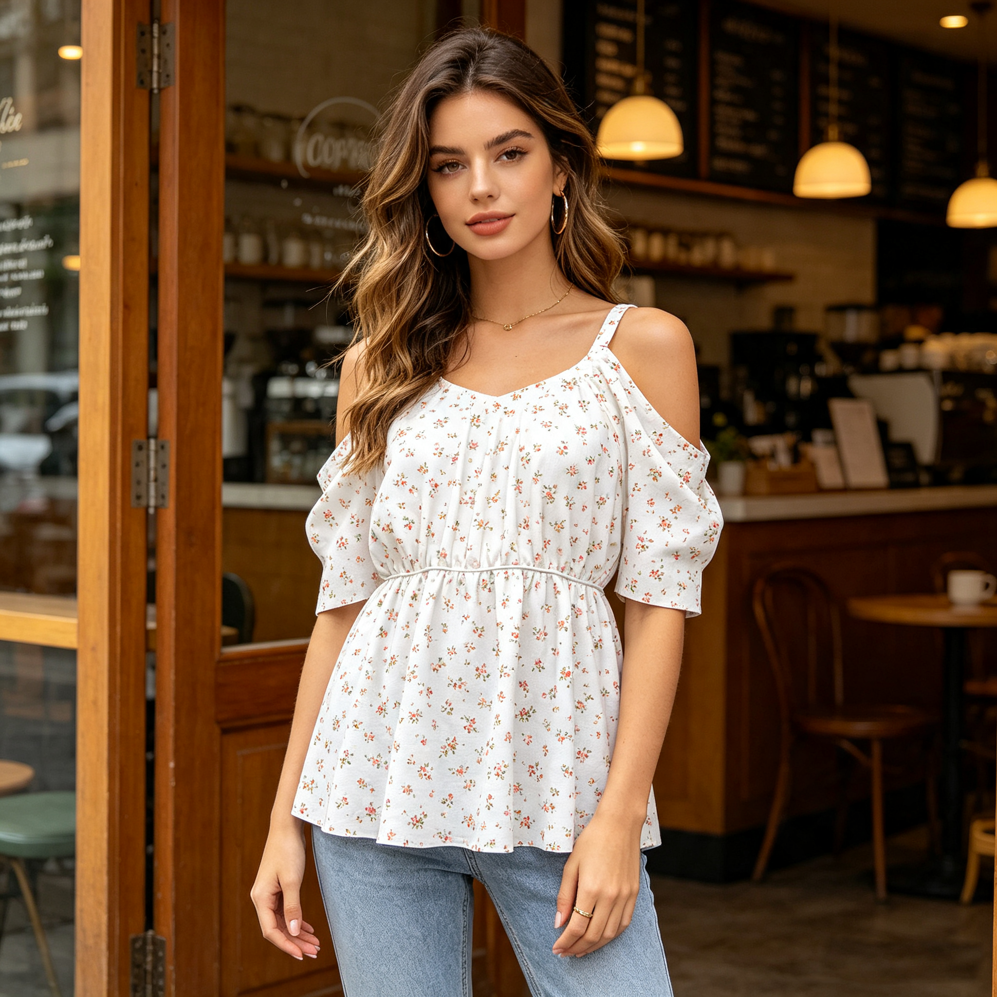Custom Women's Off-Shoulder Short Sleeve Camisole Top