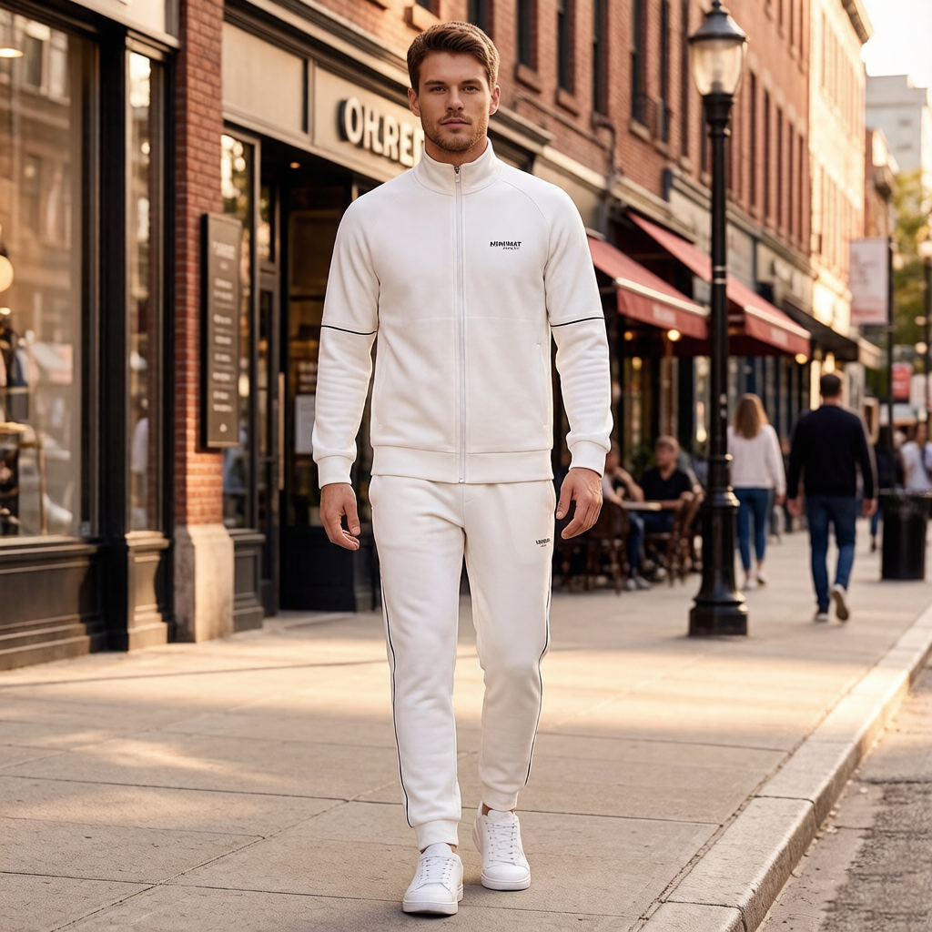 Custom Men's Stand-Up Collar Zipper Long Sleeve Hoodies Pants Sets