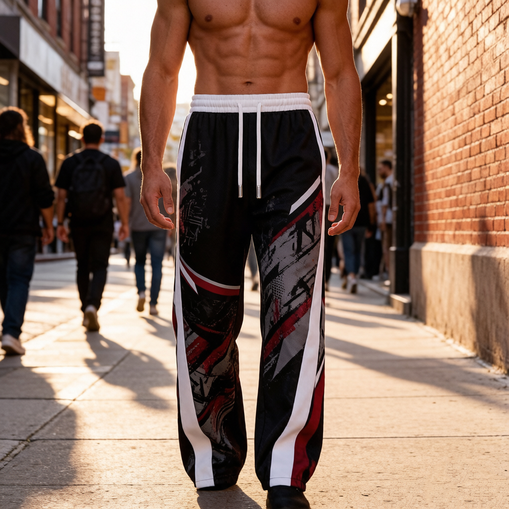 Custom Men's Pants with Double Pockets & Drawstring