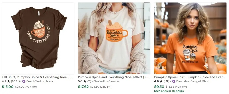 t恤定制万圣节元素南瓜香料拿铁