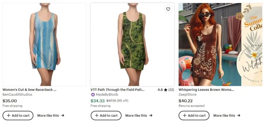 跨境电商款式推荐女装具有自然元素的女性裹身连衣裙